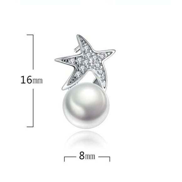 925 Sterling Silver Starfish Pearl Crystal Zircon Earrings for Woman, K250 - Picture 4 of 5